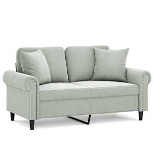 vidaXL 2-kohaline diivan patjadega, helehall, 120 cm, samet