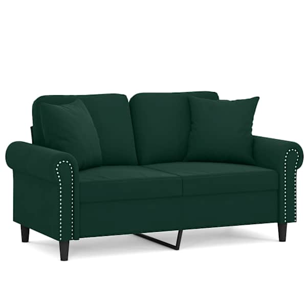 vidaXL 2-kohaline diivan patjadega, tumeroheline, 120 cm, samet