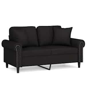 vidaXL 2-kohaline diivan patjadega, must, 120 cm, samet