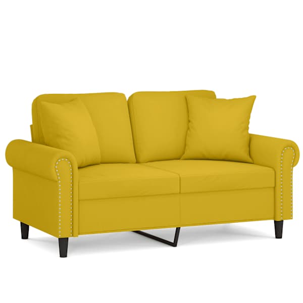 vidaXL 2-kohaline diivan patjadega, kollane, 120 cm, samet