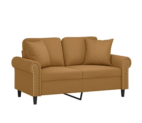 vidaXL Tweezitsbank met sierkussens 120 cm fluweel bruin