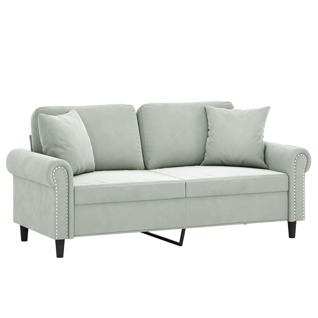 Thumbnail - vidaXL 2-Sitzer-Sofa mit Zierkissen Hellgrau 140 cm Samt