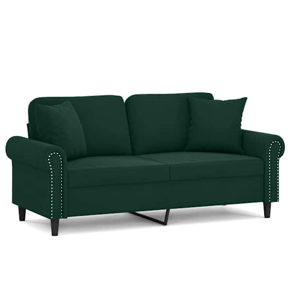 vidaXL 2-kohaline diivan patjadega, tumeroheline, 140 cm, samet