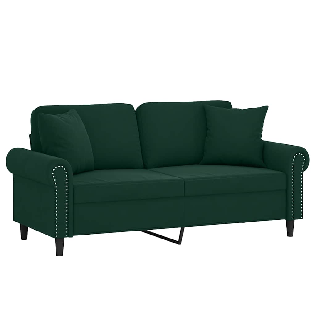 Thumbnail - vidaXL 2-Sitzer-Sofa mit Zierkissen Dunkelgrün 140 cm Samt