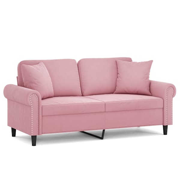vidaXL 2-kohaline diivan patjadega, roosa, 140 cm, samet