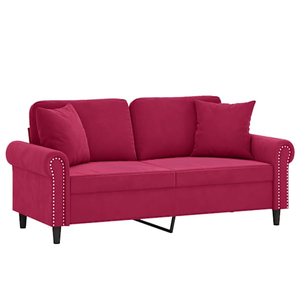 vidaXL 2-kohaline diivan patjadega, veinipunane, 140 cm, samet
