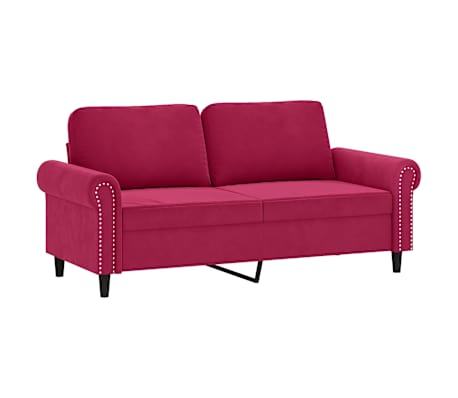 vidaXL 2 S&aelig;ta S&oacute;fi me&eth; P&uacute;&eth;um V&iacute;nrau&eth;ur 140 cm Flauel