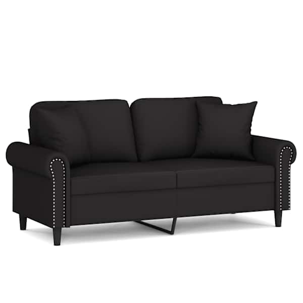 vidaXL 2-kohaline diivan patjadega, must, 140 cm, samet