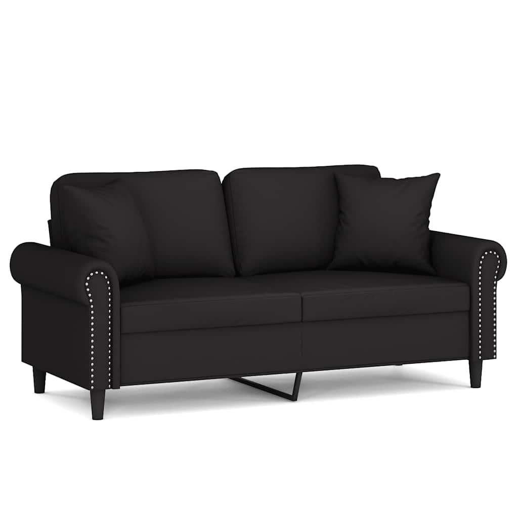 vidaXL Tweezitsbank met sierkussens 140 cm fluweel zwart, foto 3