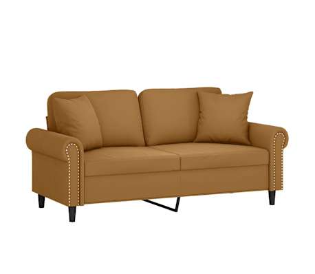 vidaXL Canap&eacute; 2 places avec oreillers d&eacute;coratifs brun 140 cm velours