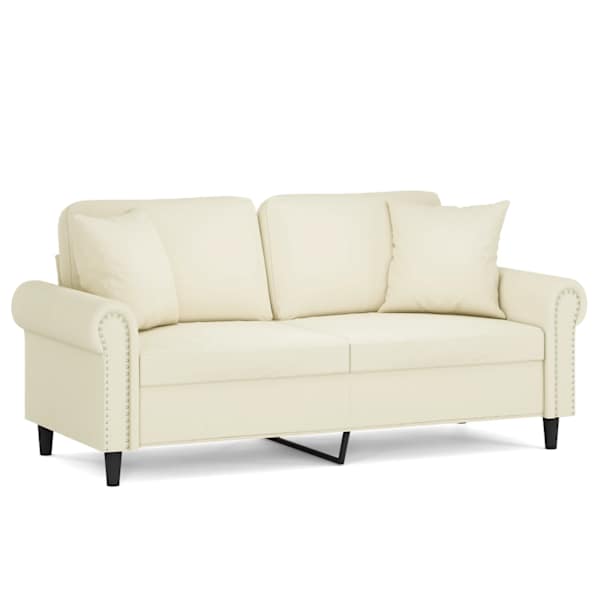 vidaXL 2-kohaline diivan patjadega, kreemjas, 140 cm, samet