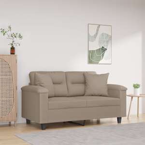 2místná pohovka s polštáři taupe 120 cm tkanina z mikrovlákna - obrázek 1
