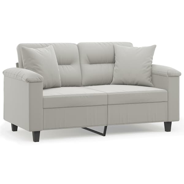 vidaXL 2-kohaline diivan patjadega, helehall, 120 cm, mikrofiiber