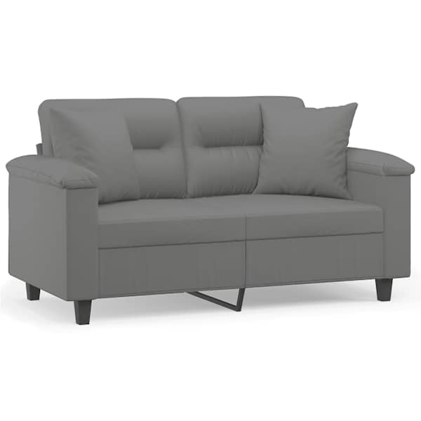 vidaXL 2-kohaline diivan patjadega, tumehall, 120 cm, mikrofiiber