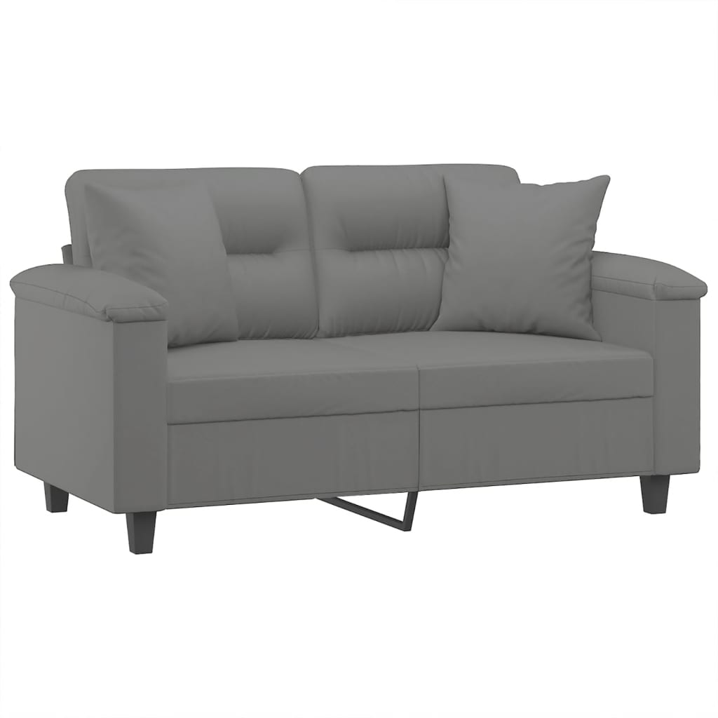 Thumbnail - vidaXL 2-Sitzer-Sofa mit Kissen Dunkelgrau 120 cm Mikrofasergewebe