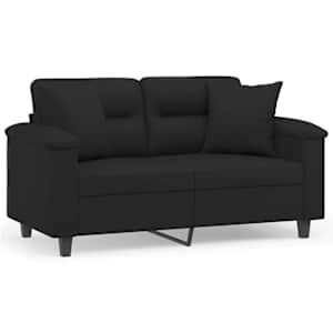vidaXL 2-kohaline diivan patjadega, must, 120 cm, mikrofiiber