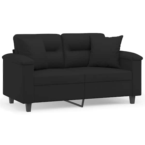 vidaXL 2-kohaline diivan patjadega, must, 120 cm, mikrofiiber