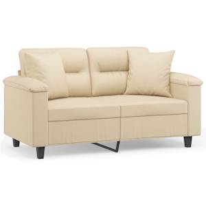 vidaXL 2-kohaline diivan patjadega, kreemjas, 120 cm, mikrofiiber
