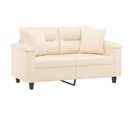 vidaXL Canap&eacute; 2 places avec oreillers beige 120 cm tissu microfibre