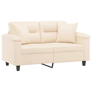 vidaXL Canap&eacute; 2 places avec oreillers beige 120 cm tissu microfibre