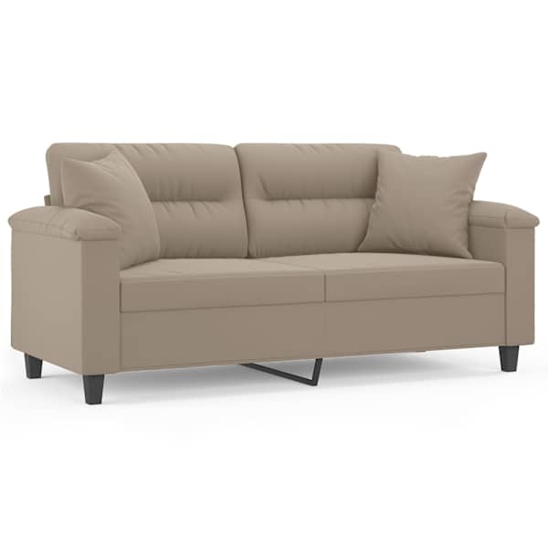vidaXL 2-kohaline diivan patjadega, hallikaspruun, 140 cm, mikrofiiber