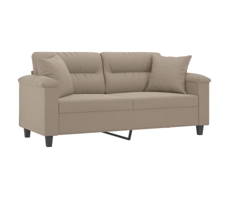 vidaXL Canapea cu 2 locuri, cu perne, gri taupe, 140 cm, microfibră