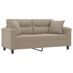 vidaXL Canap&eacute; 2 places avec oreillers taupe 140 cm tissu microfibre