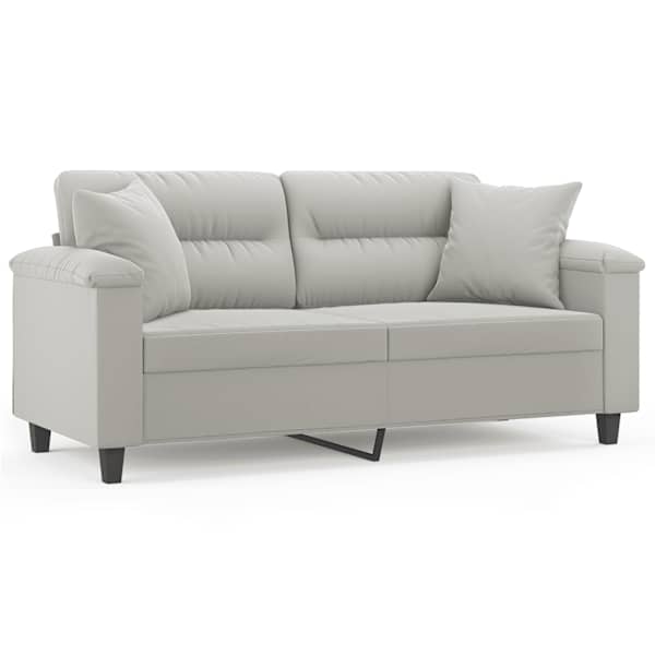 vidaXL 2-kohaline diivan patjadega, helehall, 140 cm, mikrofiiber