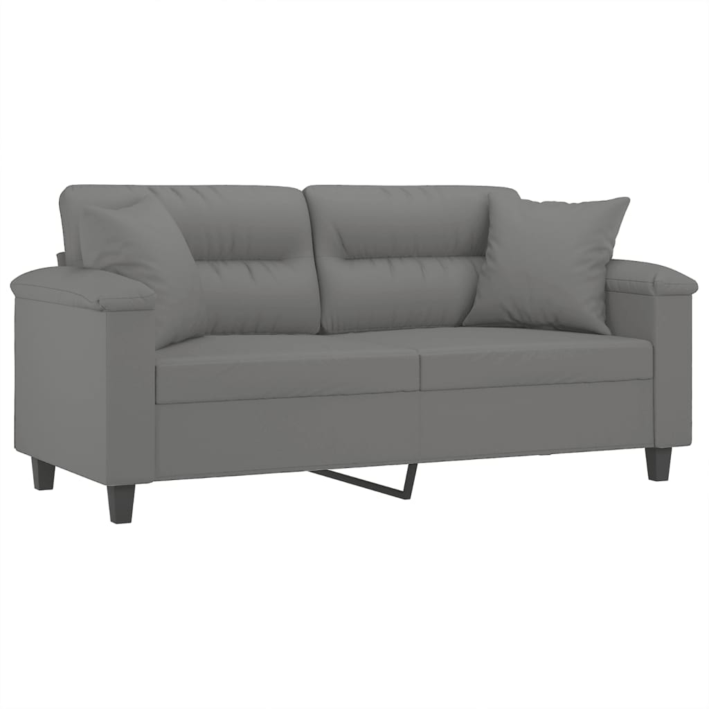 vidaXL Tweezitsbank met kussens 140 cm microvezelstof donkergrijs afbeelding