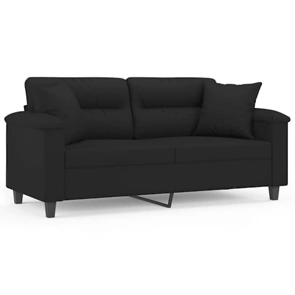 vidaXL 2-kohaline diivan patjadega, must, 140 cm, mikrofiiber