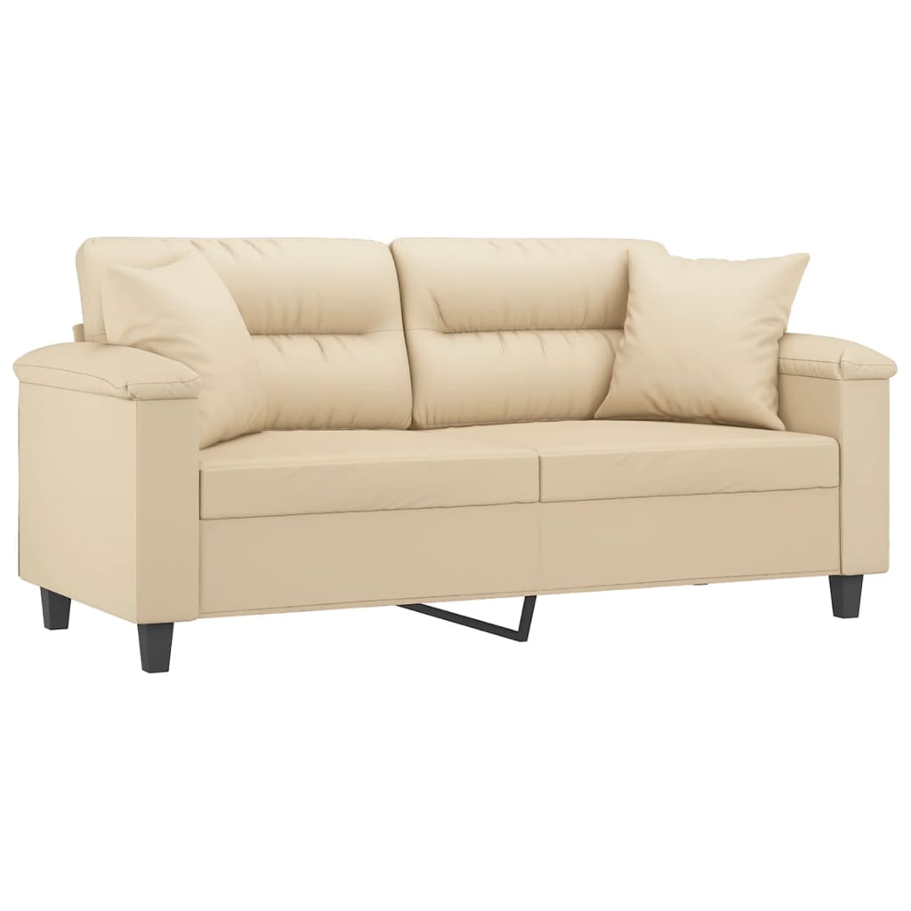 Thumbnail - vidaXL 2-Sitzer-Sofa mit Kissen Creme 140 cm Mikrofasergewebe