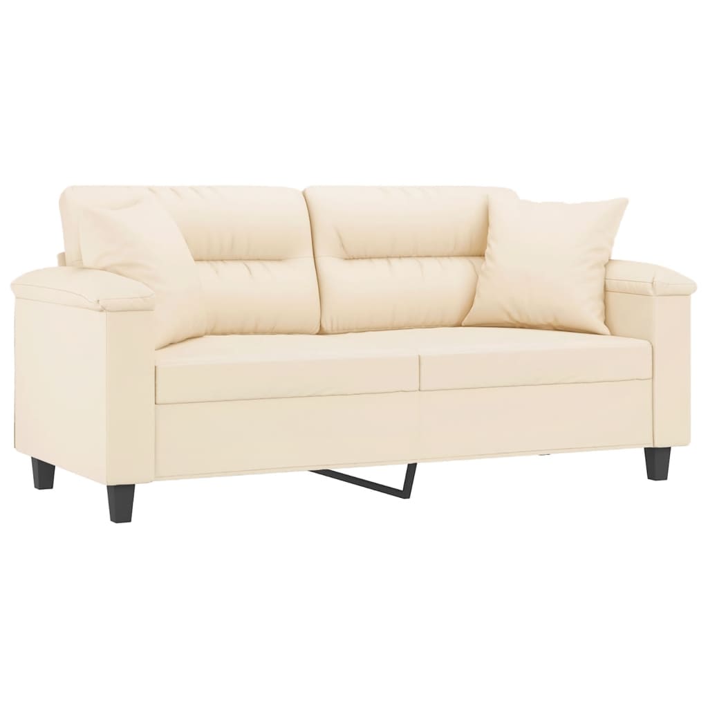 vidaXL 2-personers sofa med puder 140 cm mikrofiberstof beige