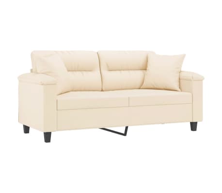 vidaXL 2-personers sofa med puder 140 cm mikrofiberstof beige