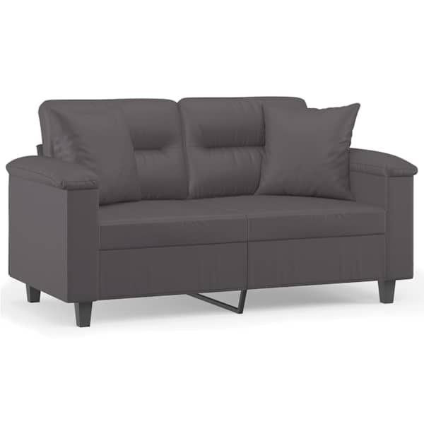 vidaXL 2-kohaline diivan patjadega, hall, 120 cm, kunstnahk
