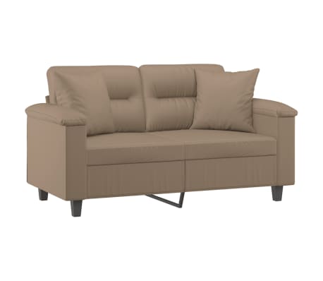 vidaXL Canap&eacute; 2 places avec oreillers cappuccino 120 cm similicuir