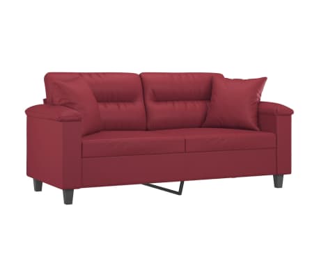 vidaXL 2-Sitzer-Sofa mit Zierkissen Weinrot 140 cm Kunstleder