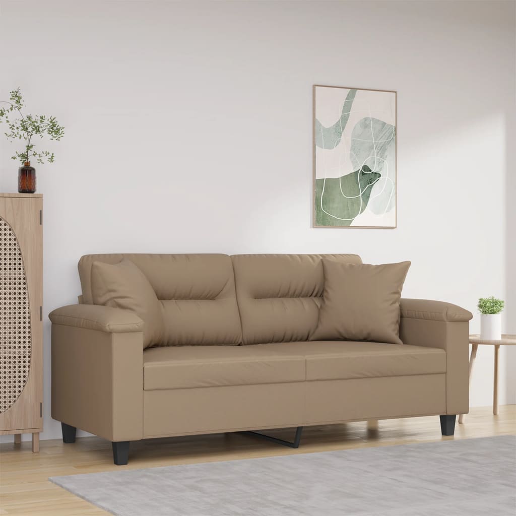 #3 - vidaXL 2-personers sofa med pyntepuder 140 cm kunstlæder cappuccino