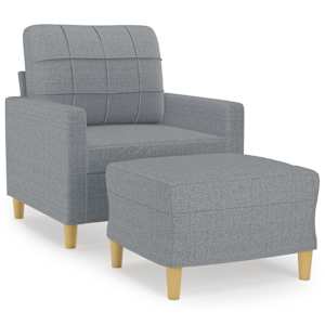 Křeslo s podnožkou světle šedé 60 cm textil - obrázek 2