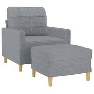 Křeslo s podnožkou světle šedé 60 cm textil - obrázek 3