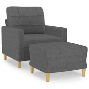 Křeslo s podnožkou tmavě šedé 60 cm textil - obrázek 2