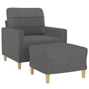 Křeslo s podnožkou tmavě šedé 60 cm textil - obrázek 3