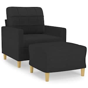 Křeslo s podnožkou černé 60 cm textil - obrázek 2