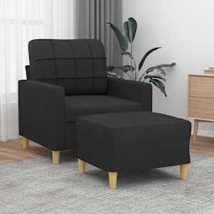 Křeslo s podnožkou černé 60 cm textil - obrázek 1