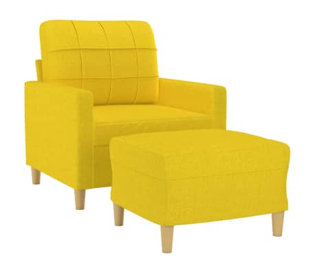 vidaXL Sessel mit Hocker Hellgelb 60 cm Stoff