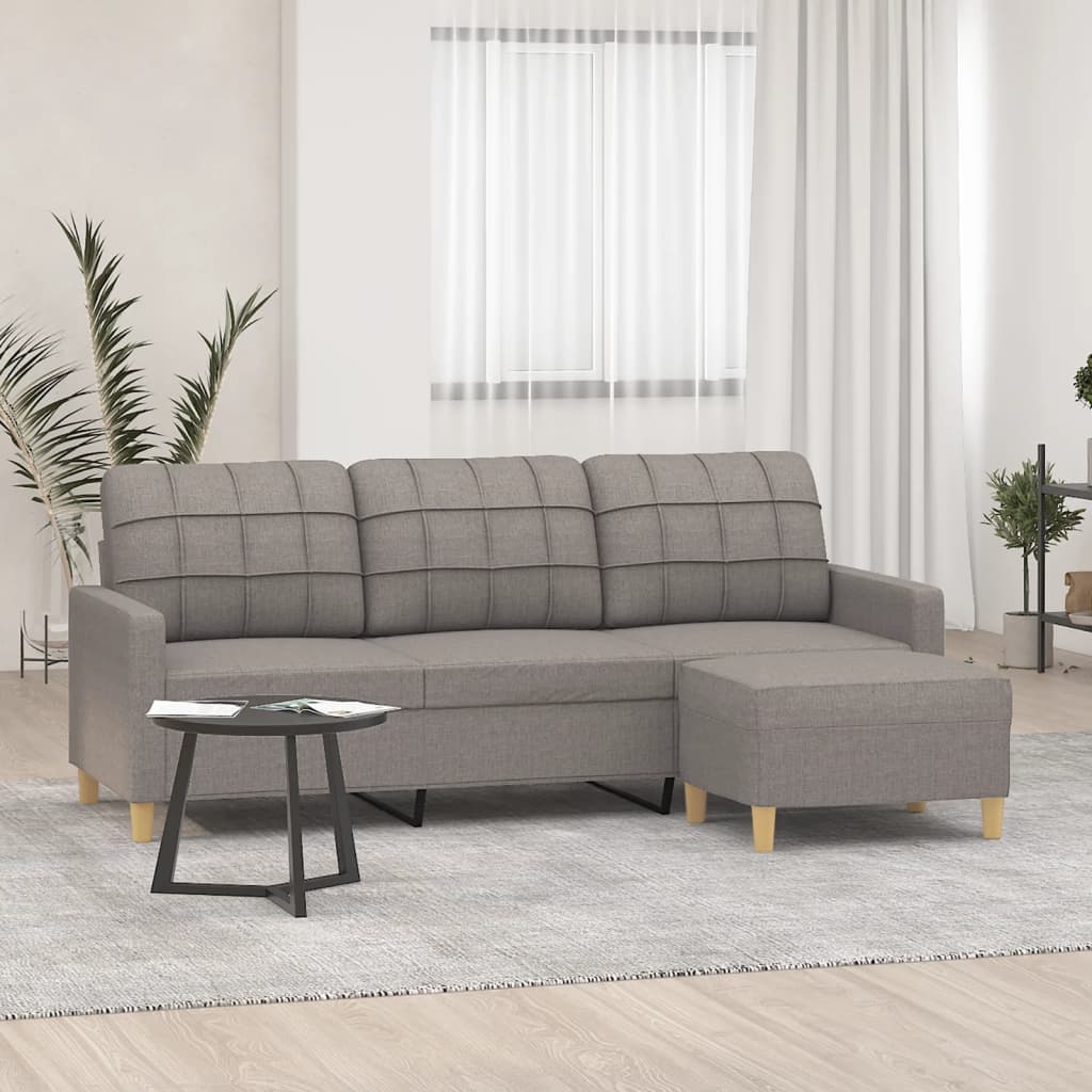 vidaXL 3-Sitzer-Sofa mit Hocker Taupe 180 cm Stoff