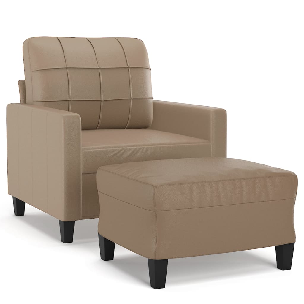 vidaXL Křeslo s podnožkou cappuccino 60 cm umělá kůže