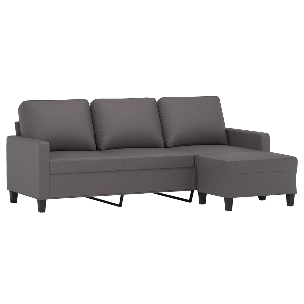 Thumbnail - vidaXL 3-Sitzer-Sofa mit Hocker Grau 180 cm Kunstleder
