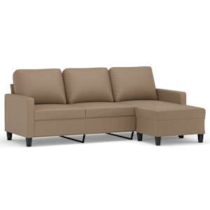 3místná pohovka s podnožkou cappuccino 180 cm umělá kůže - obrázek 2