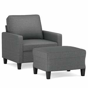 Křeslo s podnožkou tmavě šedé 60 cm textil - obrázek 2