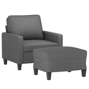 Křeslo s podnožkou tmavě šedé 60 cm textil - obrázek 3